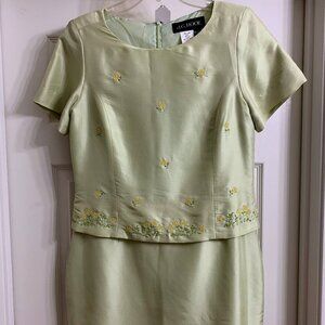 J.G. Hook Petite Women's Silk Light Green Dress, Size 10P